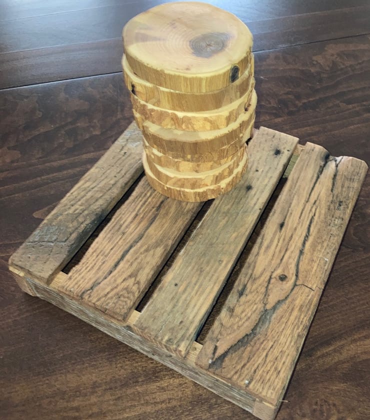 8 Coasters in a short wooden crate 8” square - Image 3